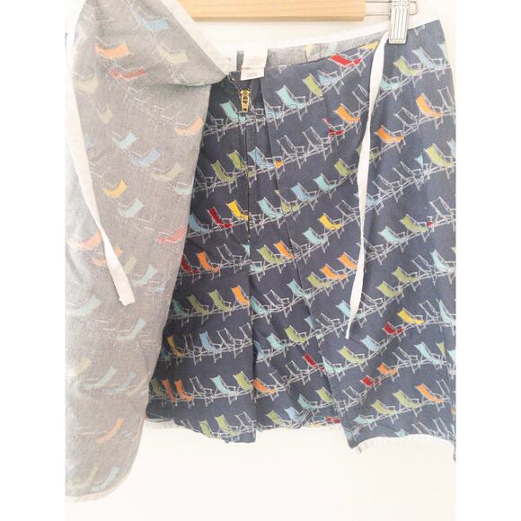 Vintage Liz Claiborne Beach Chair Print Wrap Skort with Piping Front Pocket 12 - Picture 3 of 7